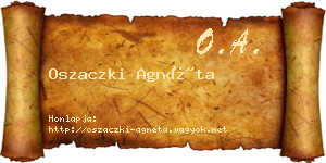 Oszaczki Agnéta névjegykártya